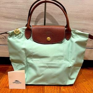 Longchamp Small Light Mint Green Le Pliage Tote Bag